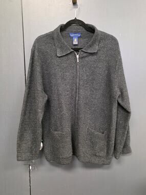 Charter Club Jacket Gray Full Zip Up Hoodie Sweater Women's Size Large 1027